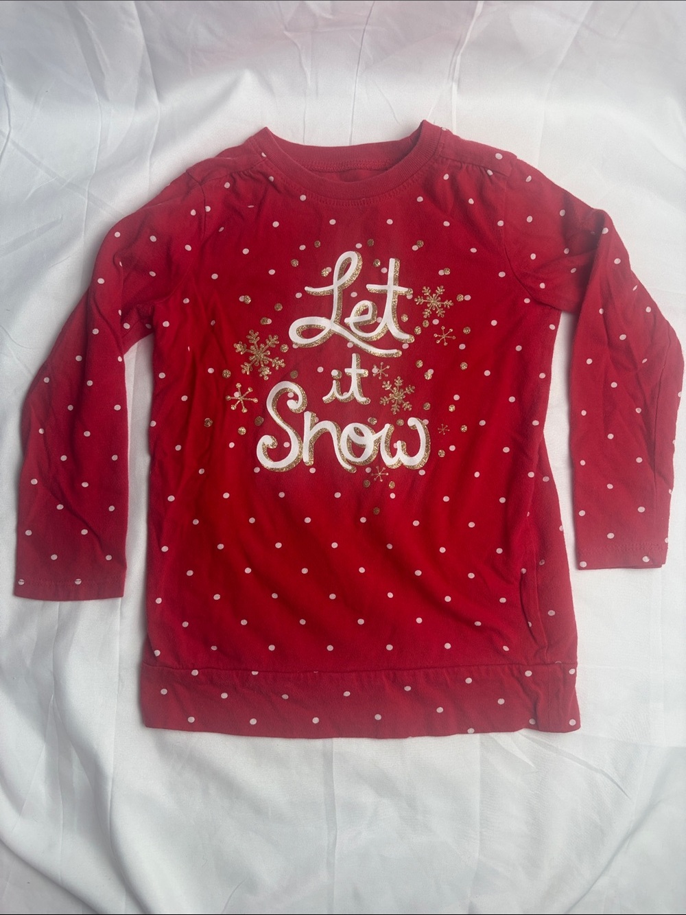 Toddler Girls’ Long Sleeve Shirt “Let it Snow” Jumping Beans. Size 3T